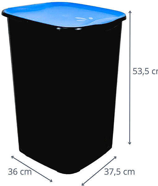 Rubbish Bin Belli E Forti RECYCLING sorted waste bin, black, plastic, blue lid, 50 l ...