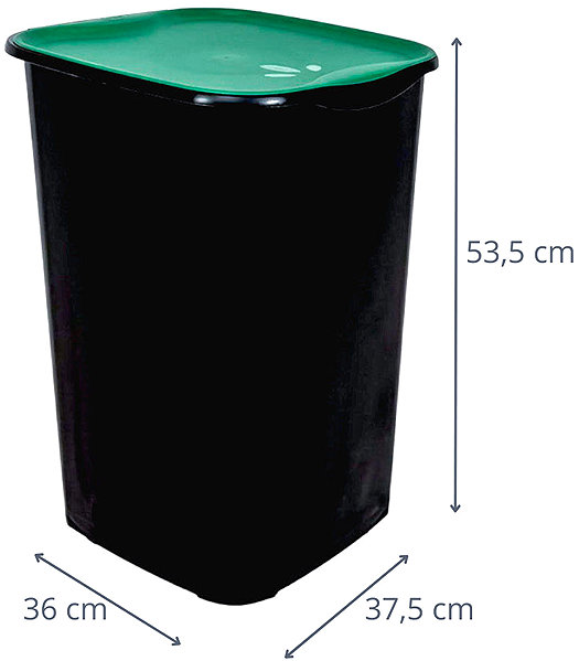 Rubbish Bin Belli E Forti RECYCLING sorted waste bin, black, plastic, green lid, 50 l ...