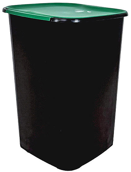 Rubbish Bin Belli E Forti RECYCLING sorted waste bin, black, plastic, green lid, 50 l ...