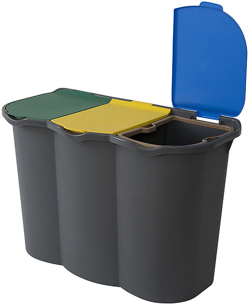 Rubbish Bin Belli E Forti Set for separated waste UNICA, black, plastic, 80 l ...