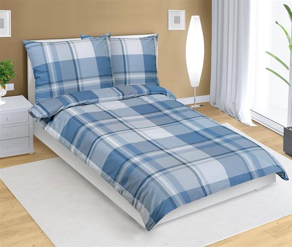 Obliečky BELLATEX Obliečky bavlna 90 / 545 kocka modrá 140 × 200, 70 × 90 ...