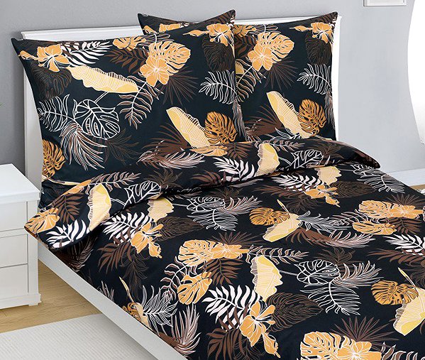 Ágynemű Bellatex ágynemű, pamut 90/881 monstera, sötétszürke, 140 × 200, 70 × 90 cm ...