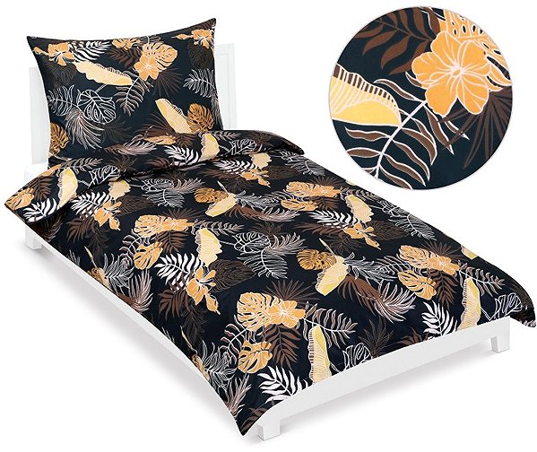 Ágynemű Bellatex ágynemű, pamut 90/881 monstera, sötétszürke, 140 × 200, 70 × 90 cm ...