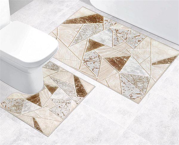 Fürdőszobai szőnyeg Bellatex 850/096 3D fürdőszobai szőnyeg, 60×100 + 60×50 cm, bézs márványmintás ...
