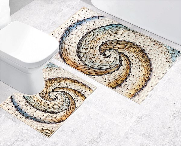 BELLATEX 3D tisk 60×100 + 60×50 850/097 beige pebbles bathroom mat