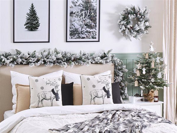 Vankúš BELIANI, Sada 2 dekoratívnych vankúšov s vianočným motívom 45 x 45 cm čierno-biela SVEN, 298418 ...