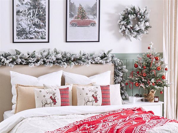 Vankúš BELIANI, Sada 2 dekoratívnych vankúšov s vianočným motívom 30 x 50 cm červeno-biela SVEN, 298435 ...
