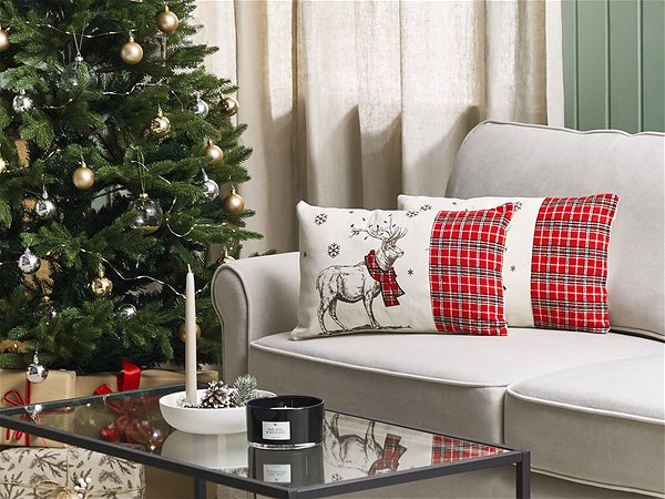 Vankúš BELIANI, Sada 2 dekoratívnych vankúšov s vianočným motívom 30 x 50 cm červeno-biela SVEN, 298435 ...