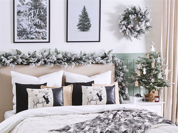 Vankúš BELIANI, Sada 2 dekoratívnych vankúšov s vianočným motívom 30 x 50 cm čierno-biela SVEN, 298452 ...