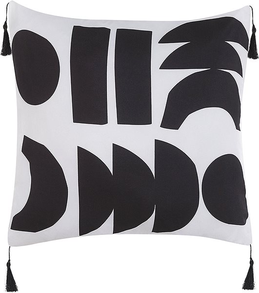 Vankúš BELIANI, Sada 2 dekoratívnych vankúšov s geometrickým vzorom 45 × 45 cm čiernobiela LIRIOPE, 299929 ...