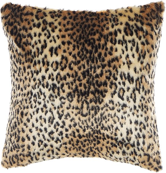 Vankúš BELIANI, Sada 2 vankúšov z umelej kožušiny s leopardím vzorom 45 x 45 cm hnedá FOXTAIL, 313786 ...