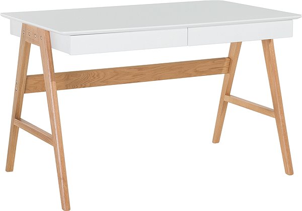 Písací stôl Biely písací stôl 120 × 70 cm s dvoma zásuvkami SHESLAY, 57370 ...