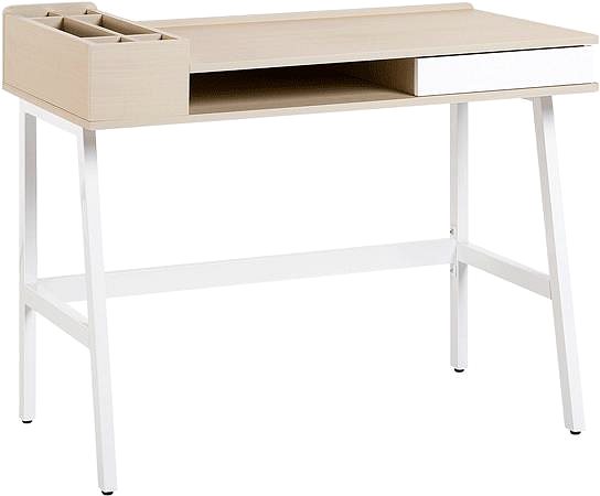 Písací stôl Písací stôl 100 × 55 cm biela/prírodná PARAMARIBO, 121757 ...