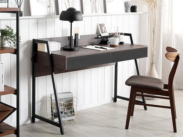 Písací stôl Stolík z tmavého dreva 120 × 50 cm 2 zásuvky HARWICH, 207352 ...