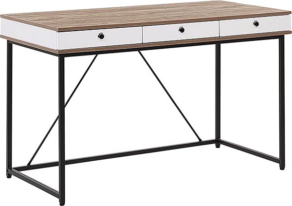 Písací stôl Stolík zo svetlého dreva s bielou zásuvkou 120 × 60 cm 3 HINTON, 207353 ...