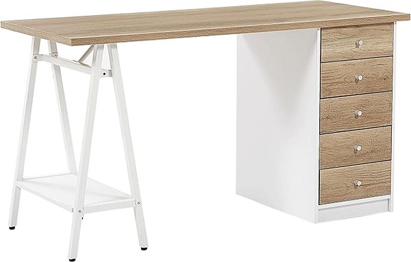 Písací stôl Písací stôl svetlé drevo s bielou 140 × 60 cm HEBER, 207876 ...