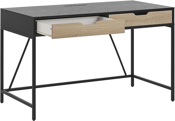 Písací stôl Písací stôl 120 × 60 cm čierny so svetlým drevom JENA, 243338 ...