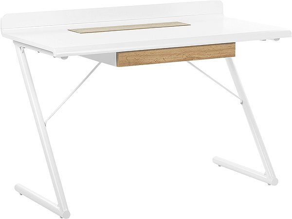 Písací stôl Písací stôl 120 × 60 cm biely so svetlým drevom FOCUS, 258484 ...