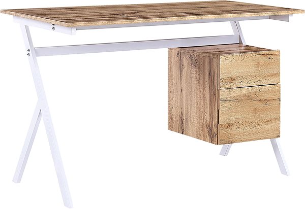 Písací stôl Písací stôl so zásuvkou 120 × 60 cm svetlé drevo/biela ASHLAND, 319135 ...