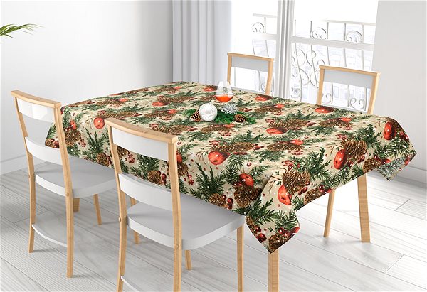 Asztalterítő Bellatex KARÁCSONY, 120 × 140 cm, karácsonyi tobozok és alma ...