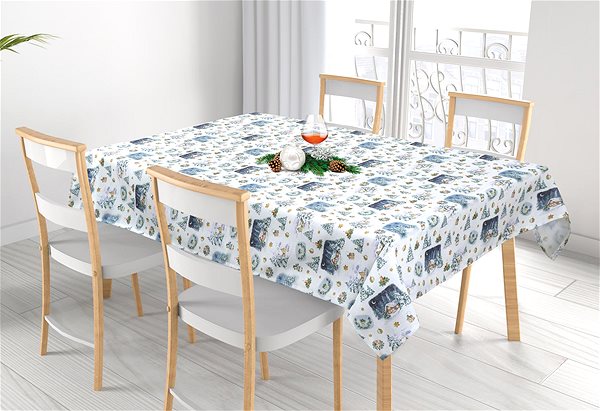 Asztalterítő Bellatex KARÁCSONY, 100 × 100 cm, karácsonyi minta, fehér ...
