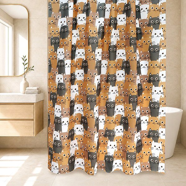 Zuhanyfüggöny BELLATEX 720/020 zuhanyfüggöny, 180 × 200 cm, macskák ...