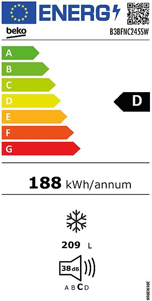 Built-in Freezer BEKO B3BFNC245SW Energy label