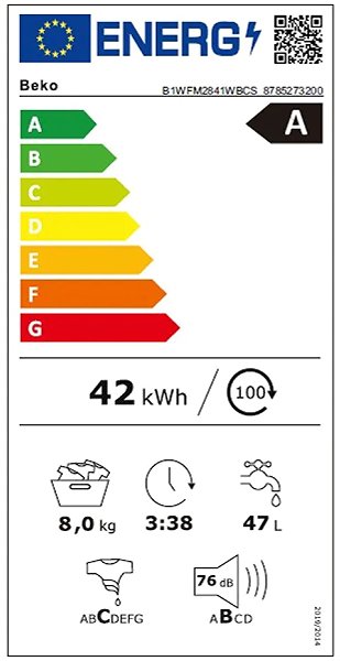 Washing Machine BEKO B1WFM2841WBCS Energy label