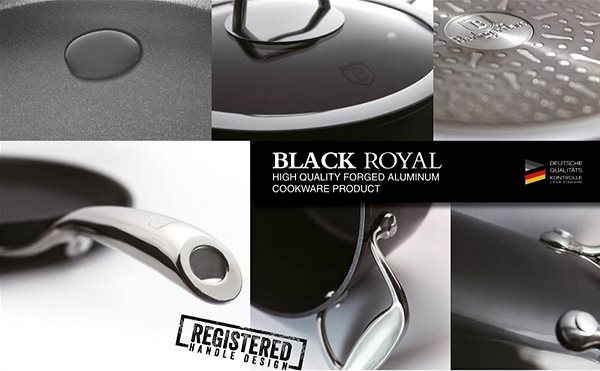 Pot BerlingerHaus Royal Black Collection Casserole with marble surface 20cm BH-1676 Features/technology