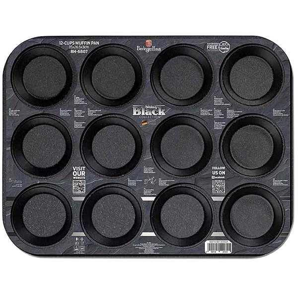 Baking Mould BERLINGERHAUS Muffin tin with marble surface 12 pcs Shiny Black Collection ...