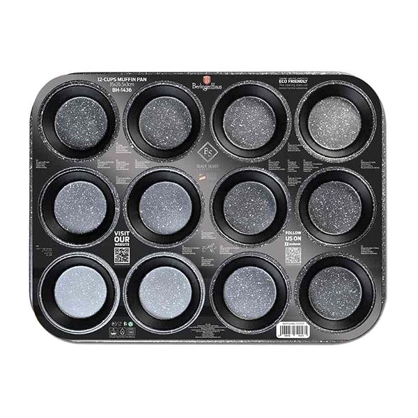 Baking Mould BERLINGERHAUS Muffin tin with non-stick surface 12 pcs Black Rose Collection ...