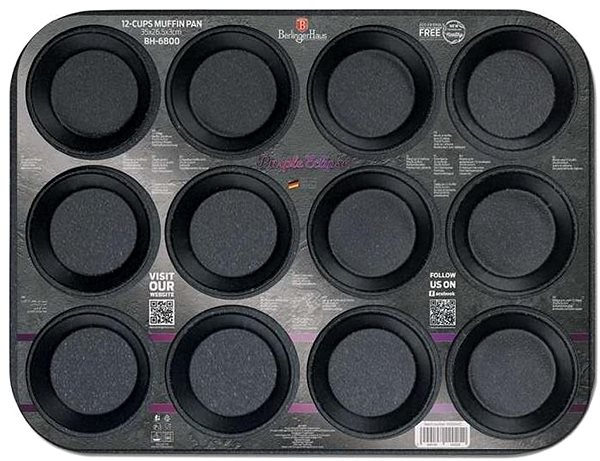 Baking Mould BERLINGERHAUS Non-stick muffin tin 12 pcs Purple Metallic Line ...
