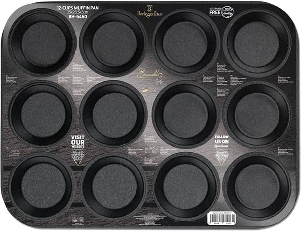 Baking Mould BERLINGERHAUS Muffin tin with titanium surface 12 pcs Emerald Collection ...