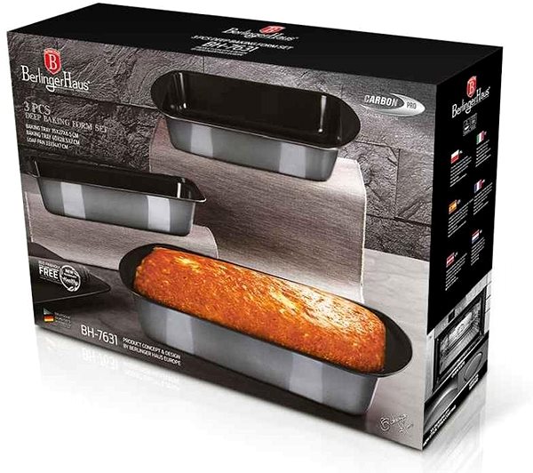 Baking Mould BERLINGERHAUS Baking trays and moulds with titanium surface set of 3 Carbon Pro Line ...