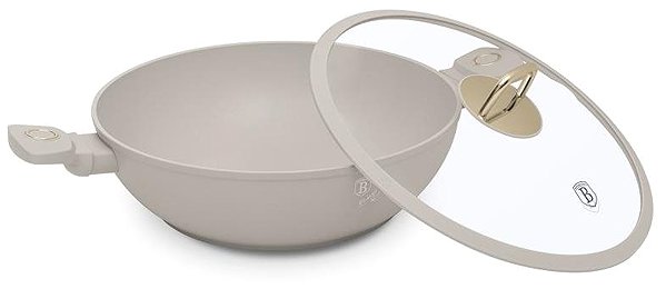 Wok Pan BERLINGERHAUS Wok with titanium surface and lid 30 cm Sahara Collection ...