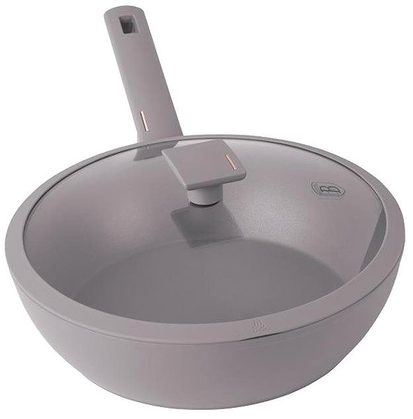 Wok Pan BERLINGERHAUS Wok pan with titanium surface and lid 30 cm Taupe Collection ...
