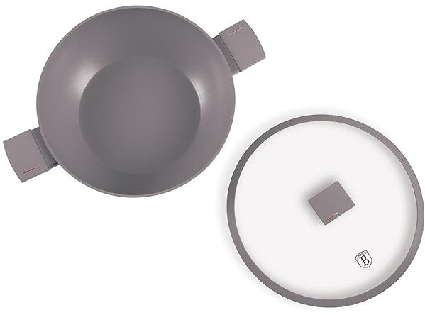 Wok Pan BERLINGERHAUS Wok with titanium surface and lid 30 cm Taupe Collection ...