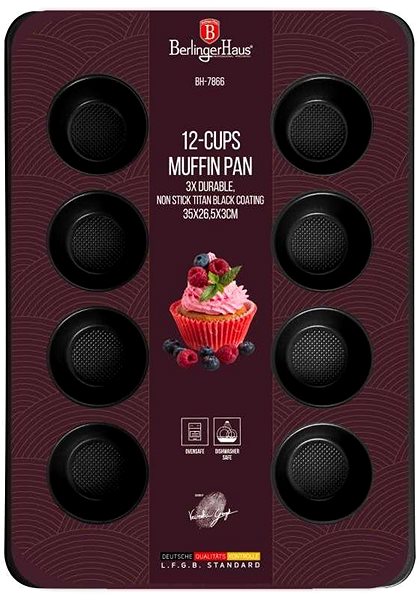 Baking Mould BERLINGERHAUS Muffin tin with non-stick surface 12 pcs Burgundy ...