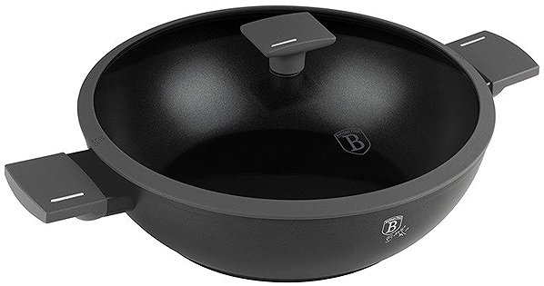 Wok Pan BerlingerHaus Antracit Collection WOK pan with titanium surface and lid 30 cm ...