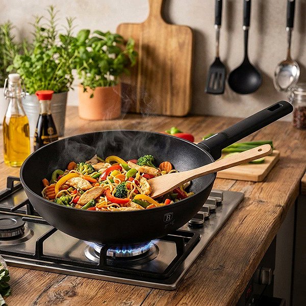 Wok Pan BerlingerHaus Matte Black Collection WOK pan with titanium surface 28 cm Lifestyle