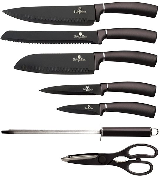 Sada nožov BerlingerHaus - Sada nožov v stojane s nepriľnavým povrchom, 8 ks Carbon PRO Line BH-2685 Vlastnosti/technológia