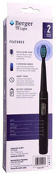 Electric Toothbrush Berger TB Light Black Packaging/box