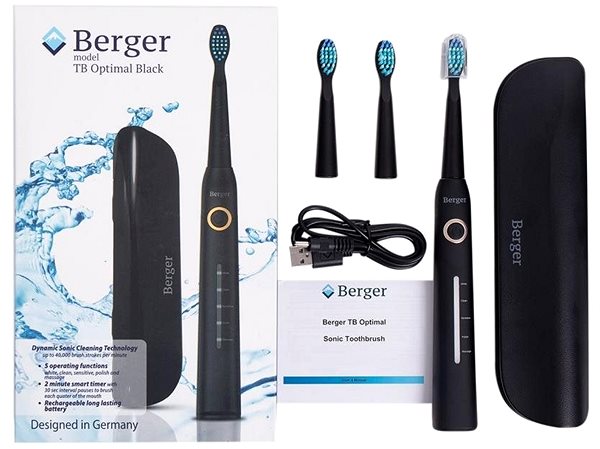 Electric Toothbrush Berger TB Optimal Black Package content