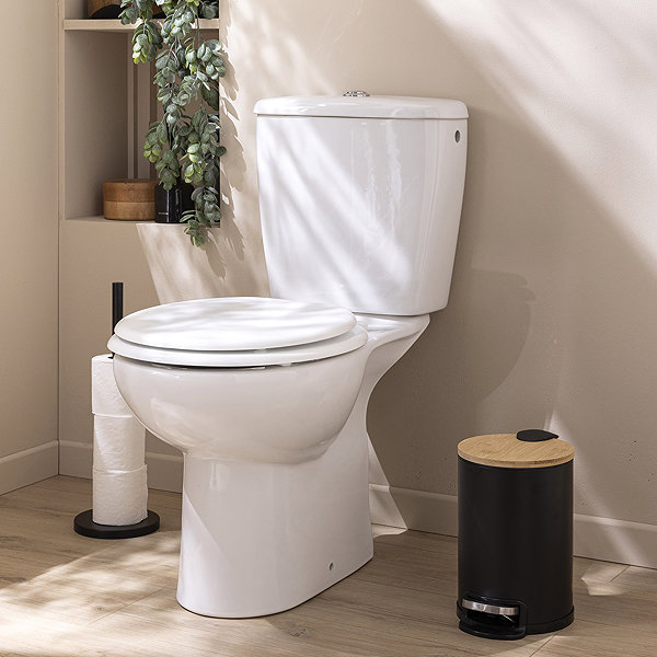 Rubbish Bin Douceur d'intérieur with silent closing, bamboo, 3 l, MOBELLE, black ...