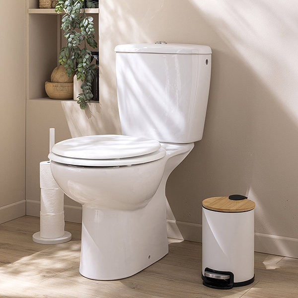 Rubbish Bin Douceur d'intérieur with silent closing, bamboo, 3 l, MOBELLE, white ...