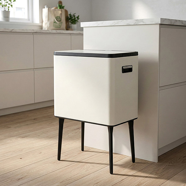 Rubbish Bin Storagesolutions, automatic, 35 l, metal, white ...