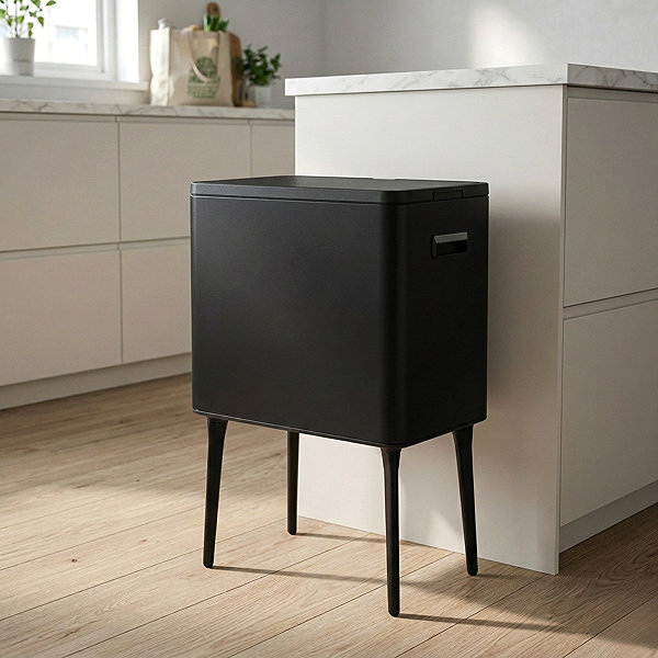 Rubbish Bin Storagesolutions, automatic, 35 l, metal, black ...
