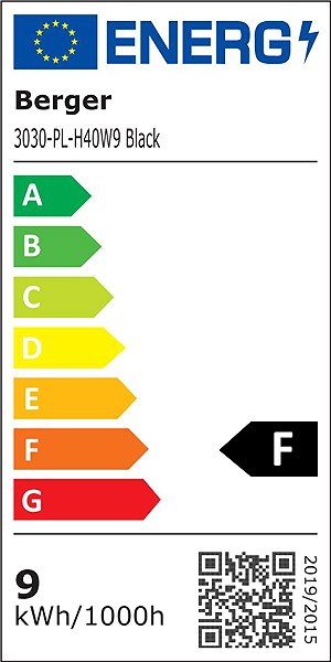 Ceiling light Berger LED pendant lamp 3030-PL-H40W9 Black Energy label