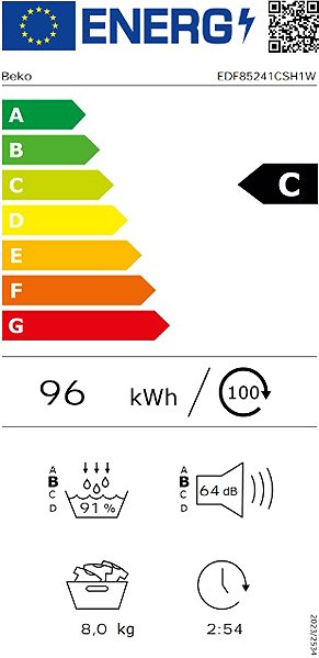 Clothes Dryer BEKO EDF85241CSH1W Energy label