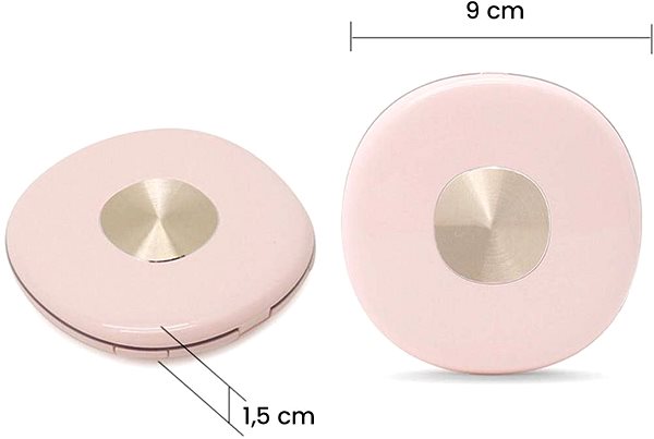 Kozmetické zrkadlo Vreckové LEDkové kozmetické zrkadielko ružové Technický nákres